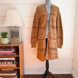 Chan Luu Long Striped Cotton Cardigan Sweater Duster size  S